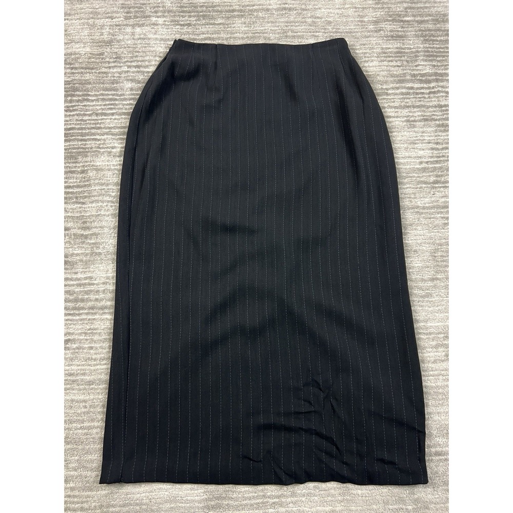 Nygard Collection Skirt‎ Womens 12 Black Pinstripe Lined Long Polyester